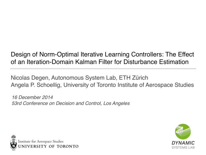 design of norm optimal iterative learning controllers the