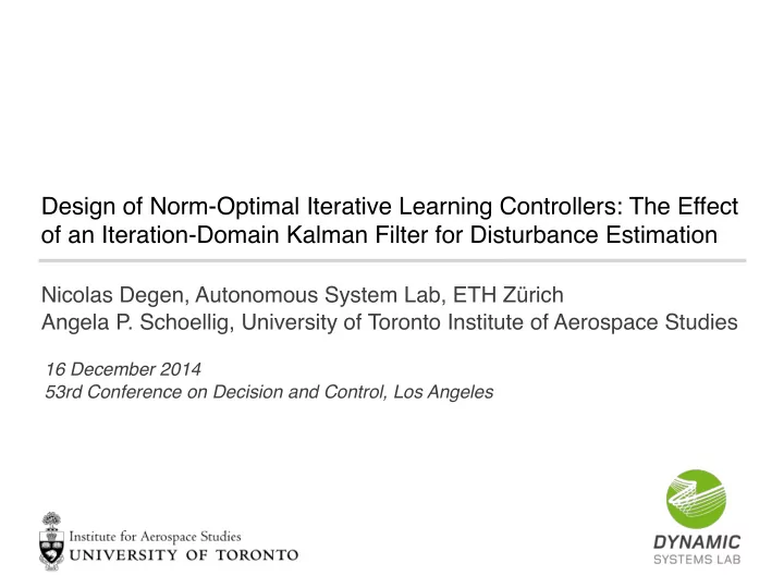 design of norm optimal iterative learning controllers the