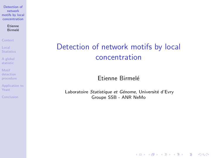 detection of network motifs by local