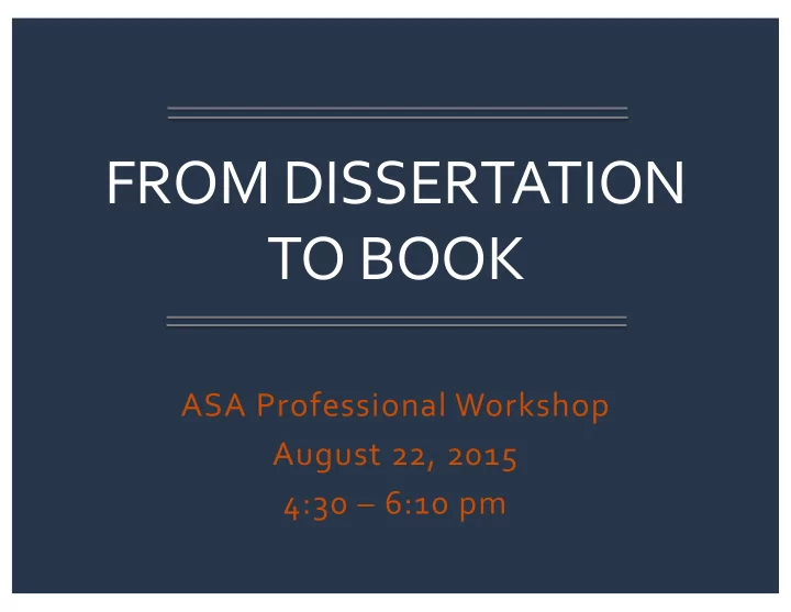 from dissertation to book
