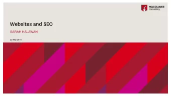 We  Websi  sites  s and  nd SE  SEO  SARAH HALAWANI  22 May 2018  1/  1/ Busines  ess an  and user