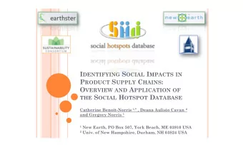 I DENTIFYING S OCIAL I MPACTS IN P RODUCT S UPPLY C HAINS : O VERVIEW AND A PPLICATION OF THE S