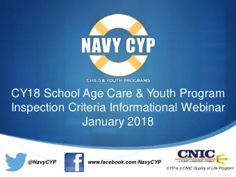 CY18 School Age Care &amp; Youth Program  Inspection Criteria Informational Webinar  January 2018