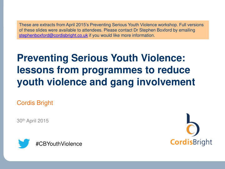 preventing serious youth violence