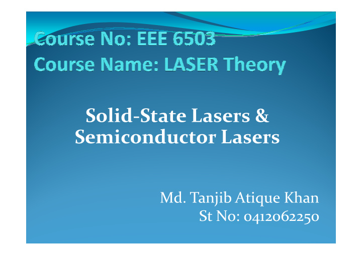 solid state lasers semiconductor lasers