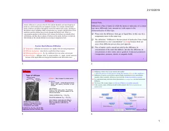 31/10/2019  Diffusion  General Note.  Atomic diffusion is a process whereby the random