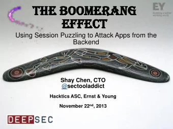 Th  The  e Bo  Boom  omeran  erang  g  EF  EFFEC  FECT  Using Session Puzzling to Attack Apps from