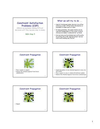 Constraint Satisfaction  Search techniques make choices in an often  Problems (CSP)  arbitrary