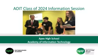 AOIT Class of 2024 Information Session  Apex High School  Academy of Information Technology  Apex