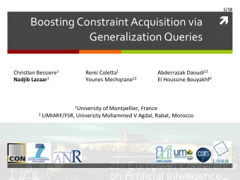 Boosting  Constraint  Acquisition  via   Generalization  Queries