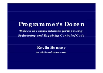 Pr  ogr  amme r  's Doze n  T  hir  te e n R  e c omme ndations for  R  e vie wing,  R  R  e fac