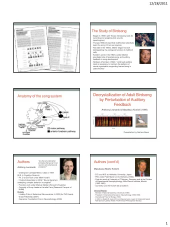 Decrystallization of Adult Birdsong  Anatomy of the song system  by Perturbation of Auditory