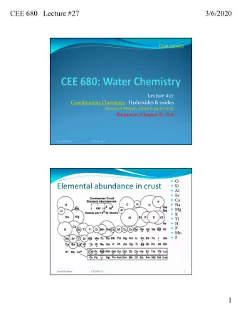 Elemental abundance in crust  Si  Al  Fe  Ca  Na  Mg  K  Ti  H  P