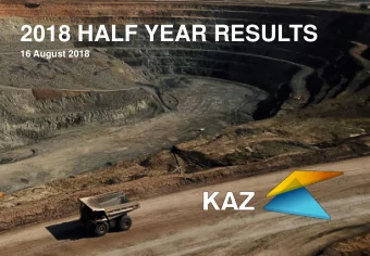 2018 HALF YEAR RESULTS  16 August 2018  1  IMPORTANT NOTICE  DISCLAIMER Certain statements included