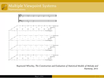 Multiple Viewpoint Systems  Harmonizations Raymond Whorley, The Construction and Evaluation of