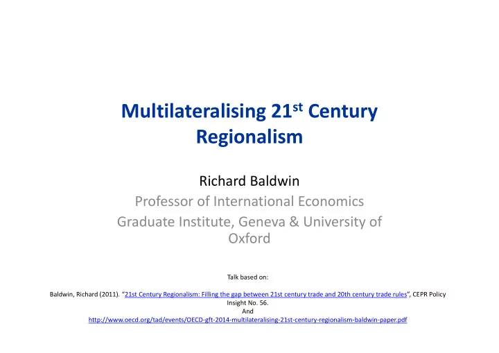 multilateralising 21 st century regionalism