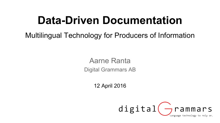 data driven documentation