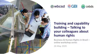 Training and capability  building  Talking to  your colleagues about  human rights  Business