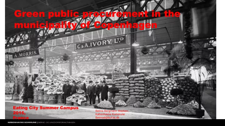 green public procurement in the municipality of copenhagen