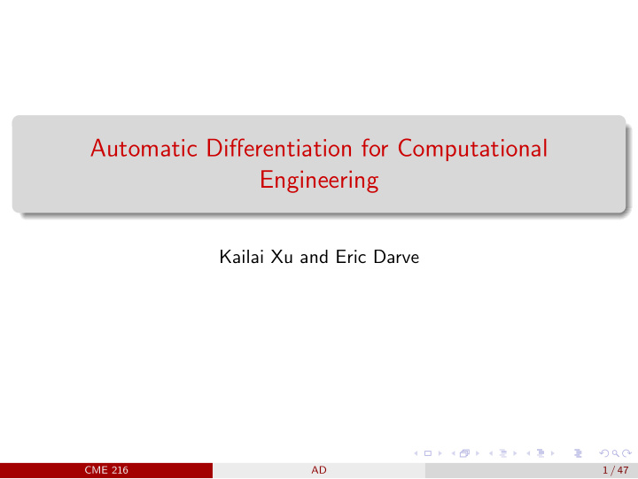 automatic differentiation for computational engineering