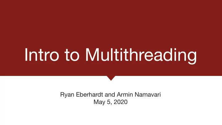 intro to multithreading