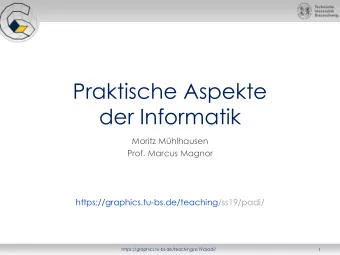 der Informatik  Moritz Mhlhausen  Prof. Marcus Magnor