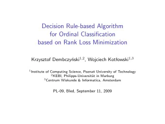 Decision Rule-based Algorithm  for Ordinal Classification  based on Rank Loss Minimization