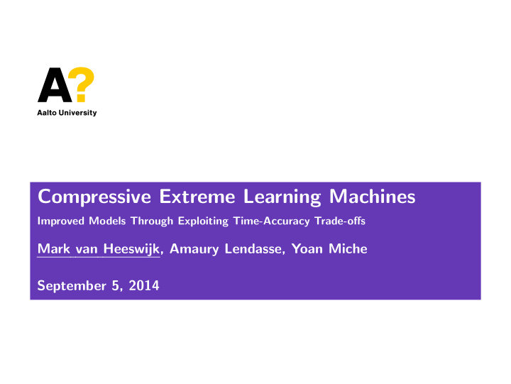 compressive extreme learning machines