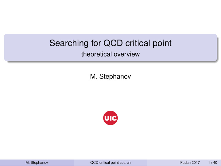 searching for qcd critical point