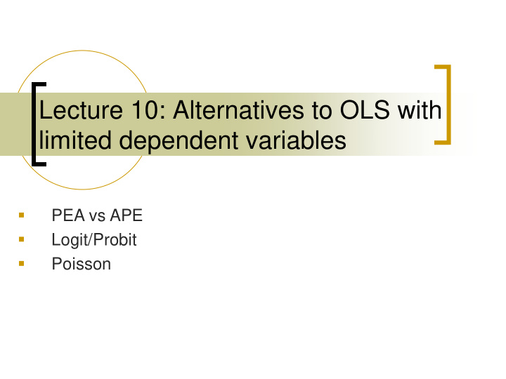 lecture 10 alternatives to ols with