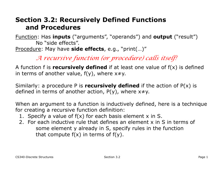 section 3 2 recursively defined functions and procedures