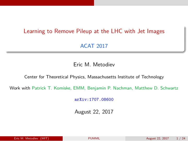 learning to remove pileup at the lhc with jet images