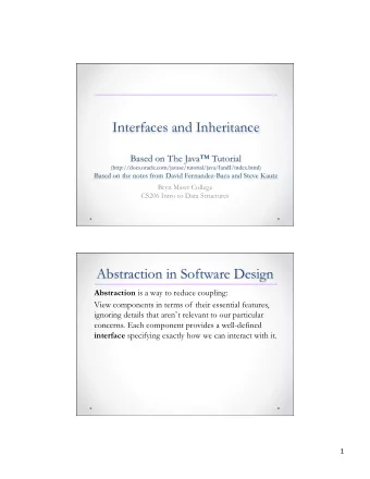 Interfaces and Inheritance  Based on The Java Tutorial