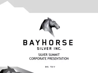 SILVER SUMMIT  CORPORATE PRESENTATION  BHS:  TSX-V  Cautionary Note  The Company advises that the