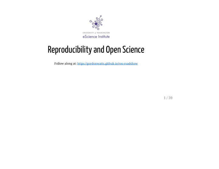 reproducibility and open science