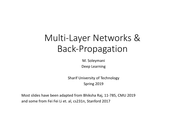 multi layer networks back propagation