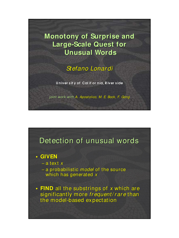 detection of unusual words detection of unusual words