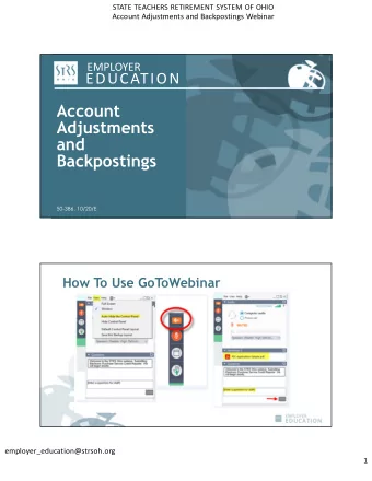 Account  Adjustments  and  Backpostings  50-386, 10/20/E  How To Use GoToWebinar