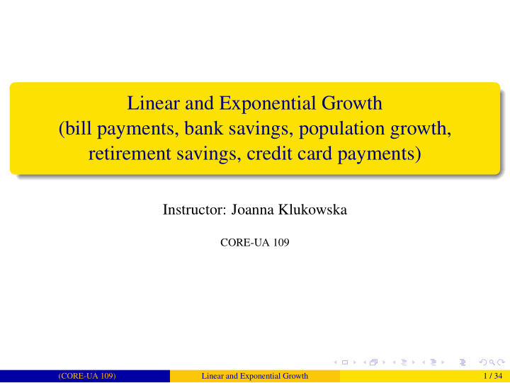 linear and exponential growth bill payments bank savings
