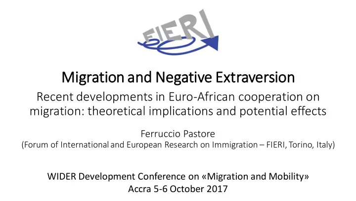 migrati tion and ne negati tive ex extraver ersion
