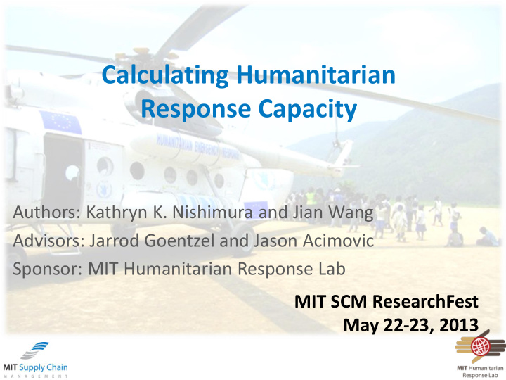 calculating humanitarian response capacity authors