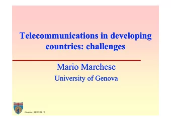 Telecommunications in developing  Telecommunications in developing  countries: challenges