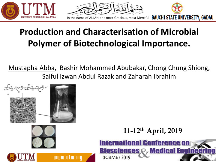 production and characterisation of microbial polymer of