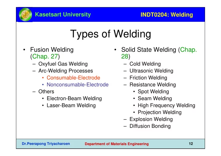 types of welding