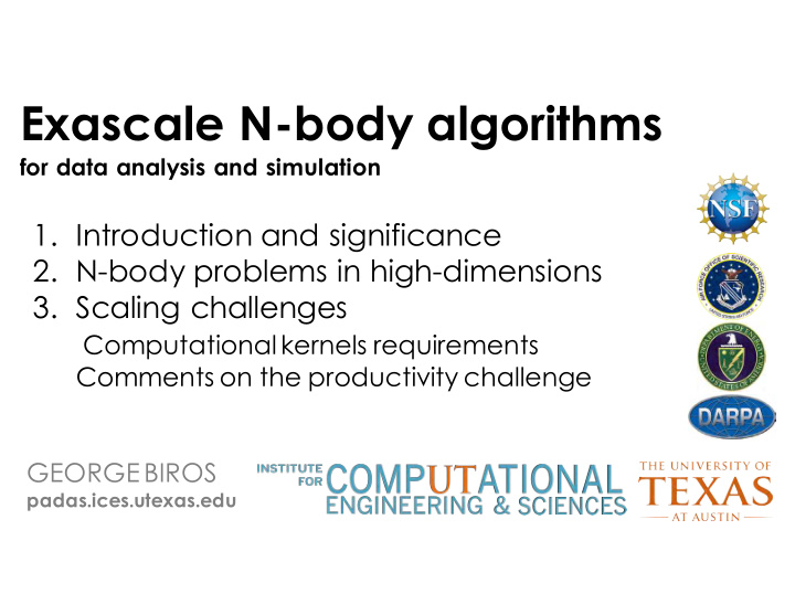 exascale n body algorithms