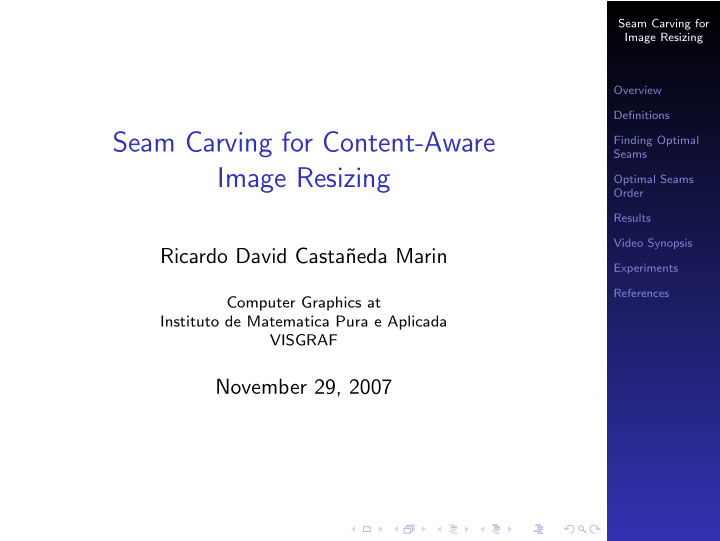 seam carving for content aware