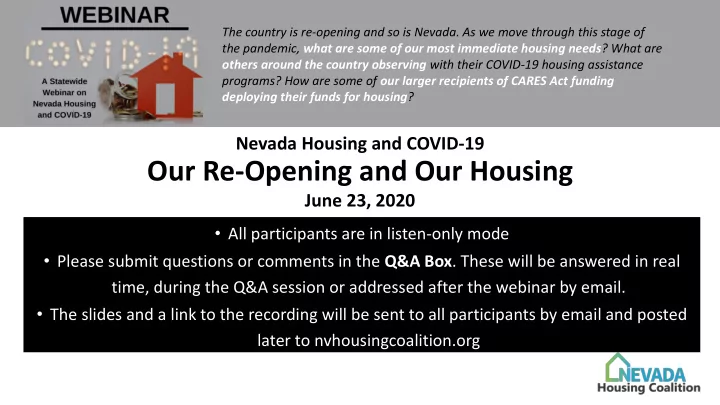 our re opening and our housing