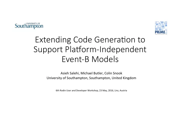 extending code genera on to support pla6orm independent
