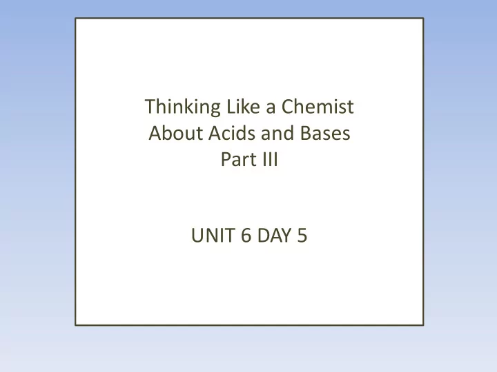 thinking like a chemist