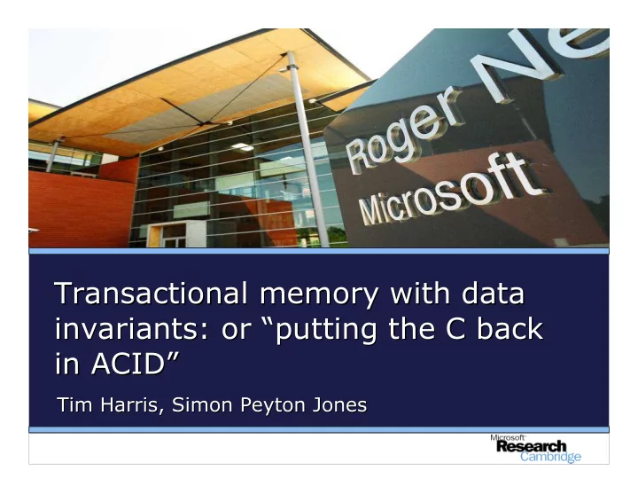transactional memory with data transactional memory with